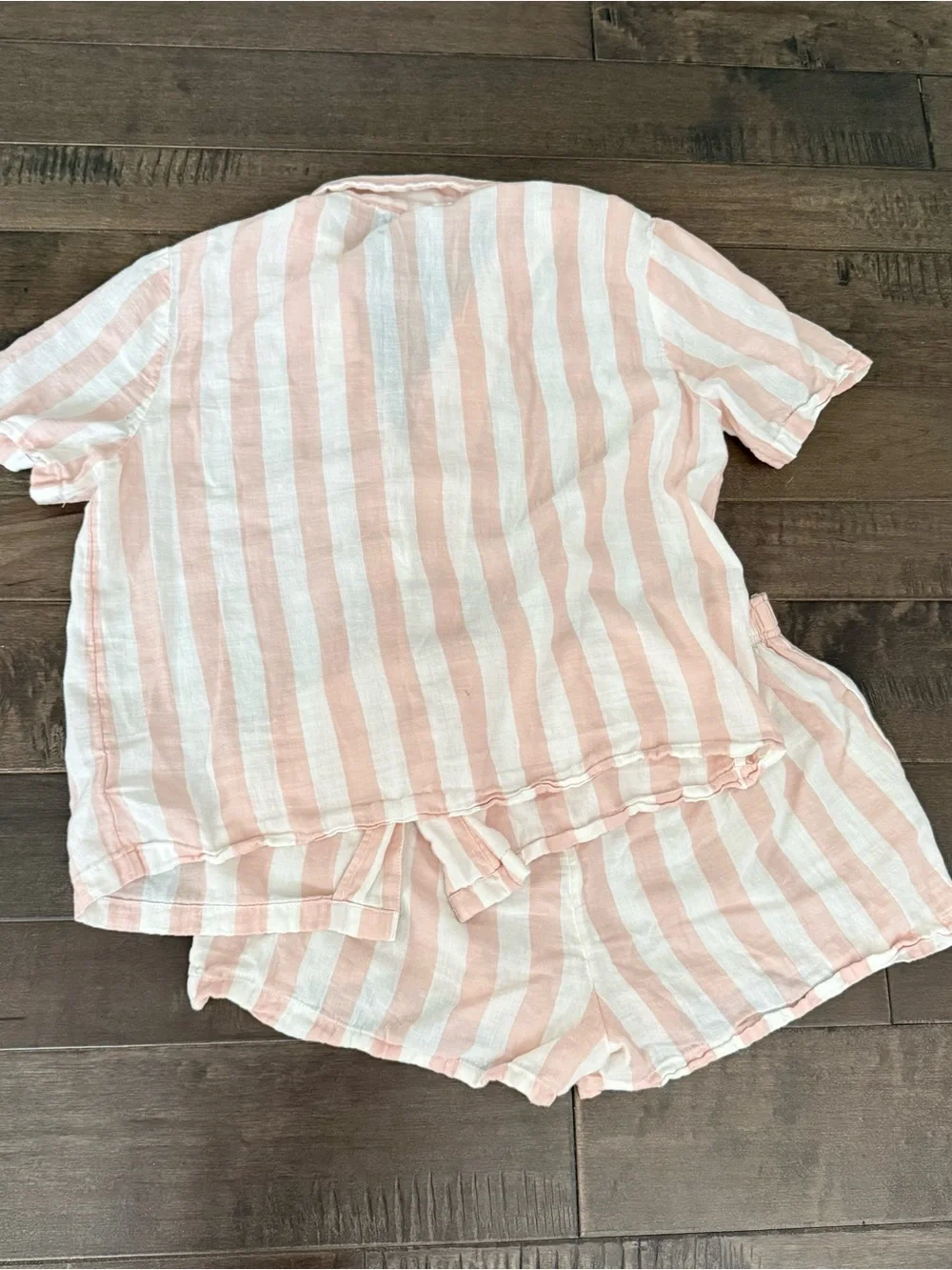 Sincerely Jules Striped Short Sleeve Pajama Set Pink & White M Matching
